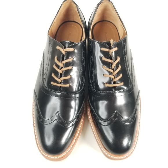 Massimo Dutti Women's Wingtip Oxford shoe. Black Size EU-38 US-7.5 - Picture 9 of 11